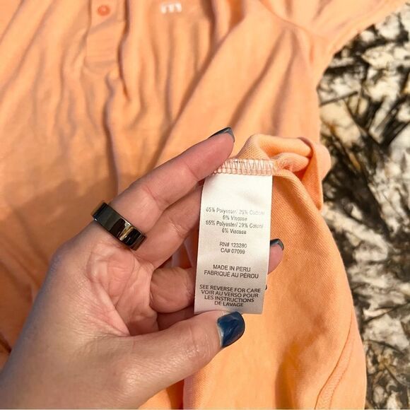 Travis Mathew Polo Shirt Mens Size XL Polyester Orange Heather Short Sleeve - Picture 7 of 7